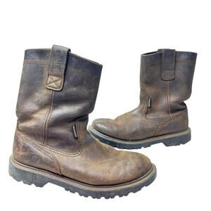 Wolverine 9 Men Brown Waterproof Leather Worn Wear Western Boots Riding Outdoor